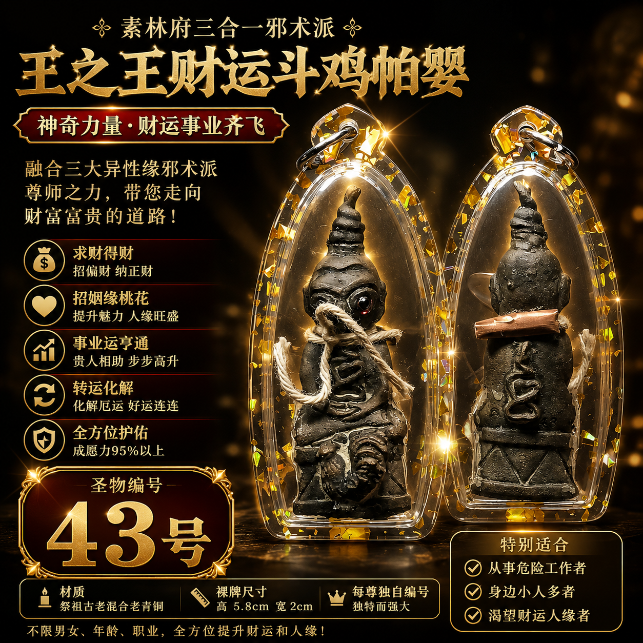 Jin Thai Fo Pai - 素林府三合一王之王财运斗鸡帕婴｜43号｜祭祖古老混合老青铜